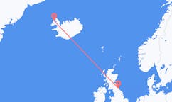 Fly fra byen Newcastle upon Tyne til byen Ísafjörður