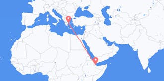 Flyreiser fra Djibouti til Hellas