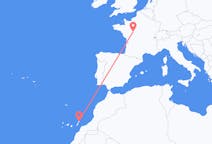 Vluchten van Tours, Frankrijk naar Lanzarote, Spanje