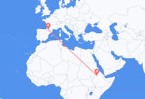 出发地 埃塞俄比亚出发地 貢德爾目的地 法国卢尔德的航班