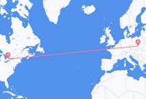 Flyg från Waterloo, Ontario, Kanada till Katowice, Polen