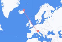 イタリアのフィレンツェから、アイスランドのエギルスタジルまでのフライト