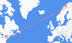 Loty z Allentown, Stany Zjednoczone do Kiruny, Szwecja