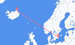 Loty z Thorshofn, Islandia do Kalmaru, Szwecja