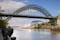 Photo of Gateshead Millennium Bridge on The River Tyne, UK.