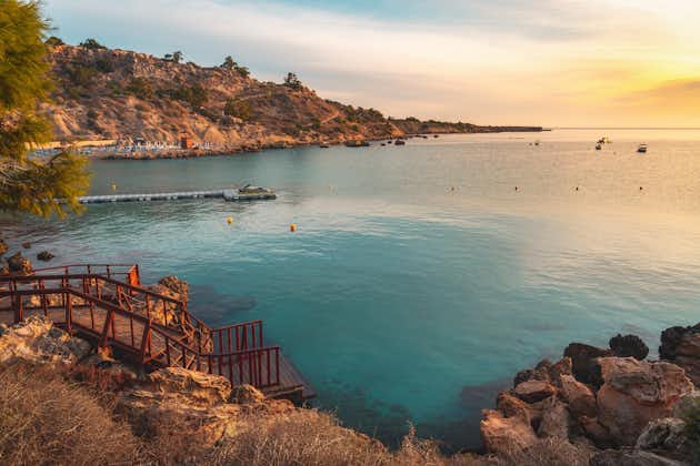 Photo of beautiful beach of Konnos Bay in Cape Greko natural park, Cyprus.