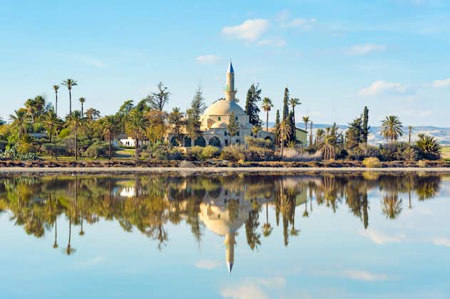 Photo of Hala Sultan Tekke Mosque on Salt lake, Larnaka, Cyprus.