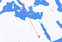 Flyg från Khartoum, Sudan till Brindisi, Italien