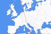 ノルウェーのから スタヴァンゲル、イタリアのへ カターニアフライト