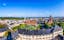 photo of panoramic view of Bad Homburg twith Frankfurt at horizon and aerial of the castle in Germany.