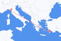 Flights from Rhodes in Greece to Pisa in Italy