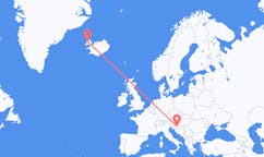 Flights from the city of Zagreb, Croatia to the city of Ísafjörður, Iceland