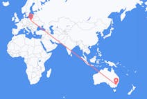 Flug frá Canberra, Ástralíu til Łódź, Póllandi