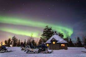 Levi Northern lights by snowmobile with BBQ