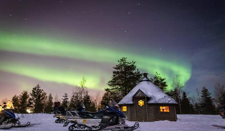 Levi Northern lights by snowmobile with BBQ
