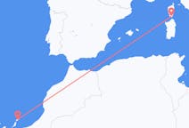 Vluchten van Figari, Frankrijk naar Lanzarote, Spanje