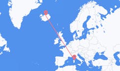 Flights from the city of Olbia, Italy to the city of Akureyri, Iceland