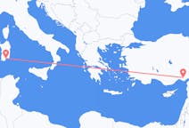 Vluchten van Adana, Turkije naar Cagliari, Trento, Italië