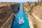 photo of view of Ship passing through Corinth Canal in Greece.