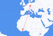 Flyreiser fra Abidjan, Elfenbenskysten til München, Tyskland