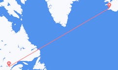 航班从加拿大萨格奈市到雷克雅维克市，冰岛塞尔
