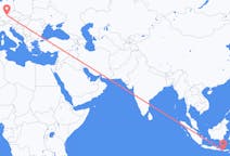 Flyg från Praya, Lombok, Indonesien till Nürnberg, Tyskland