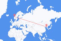 Vluchten van Dandong, China naar Molde, Noorwegen