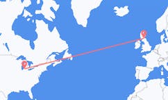 Flights from Kalamazoo to Edinburgh