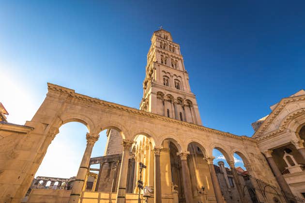 Photo of bell tower of the Cathedral of Saint Domnius inside Diocletian's Palace in Split, Croatia.