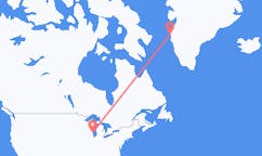 미국 밀워키에서 출발해 그린란드 시시미우트에게(으)로 가는 항공편