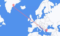 出发地 希腊萊羅斯島目的地 格陵兰库鲁苏克的航班