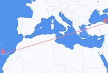 出发地 土耳其出发地 薩姆松目的地 西班牙特内里费岛的航班
