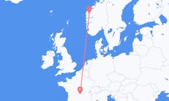 出发地 挪威桑丹目的地 法国克莱蒙费朗的航班
