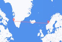 出发地 格陵兰出发地 瑪尼特索克目的地 挪威厄尔兰的航班