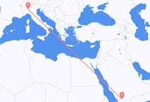 Flyreiser fra Najran, Saudi-Arabia til Milano, Italia