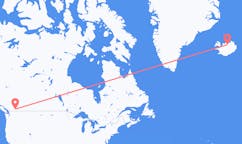 Fly fra byen Penticton, Canada til byen Akureyri, Island