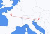 Vluchten van Zagreb, Kroatië naar Tours, Frankrijk