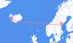 航班从瑞典松兹瓦尔市到雷克雅维克市，冰岛塞尔
