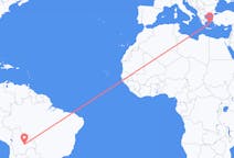 볼리비아 산타 크루즈 드 라 시에라에서 출발해 그리스 낙소스에게(으)로 가는 항공편