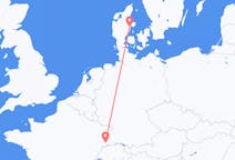 Flyg från Århus, Danmark till Basel, Schweiz