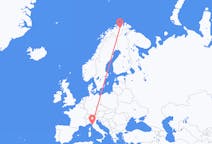 Vluchten van Lakselv, Noorwegen naar Pisa, Italië