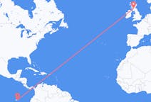 Flyg från Baltraön, Ecuador till Glasgow, Skottland