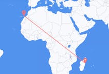 Vluchten van Toamasina, Madagaskar naar Lanzarote, Spanje