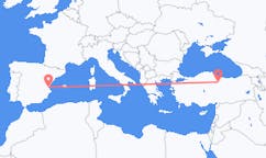 Loty z Tokat, Turcja do Walencji, Hiszpania