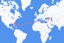 Flyreiser fra George Town, Bahamas til Erzurum, Tyrkia