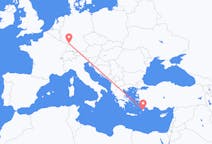 Flights from Rhodes, Greece to Karlsruhe, Germany