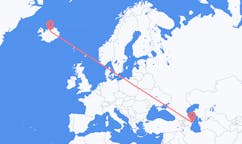 Flyreiser fra byen Baku, Aserbajdsjan til byen Akureyri, Island