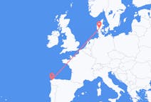 Flyrejser fra A Coruña, Spanien til Billund, Danmark