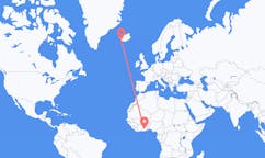 Flyreiser fra byen Kumasi, Ghana til byen Reykjavik, Island