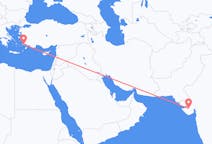 인도 라지코트에서 출발해 그리스 코스로(으)로 가는 항공편